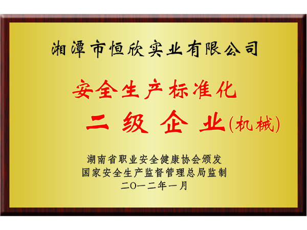 安全生產(chǎn)標(biāo)準(zhǔn)化二級(jí)企業(yè)（機(jī)械）